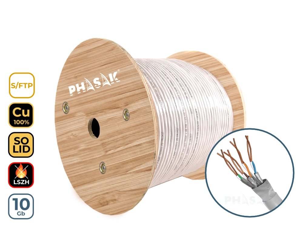 Bobina De Cable Rj45 Sftp Phasak Phr 660 Cat.6 305m Gris