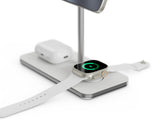 Soporte Base De Carga Inalambrico 3en1 Magsafe Plata Linq Carga Magnética Qi2/ Certificación Mfi Para Apple Watch