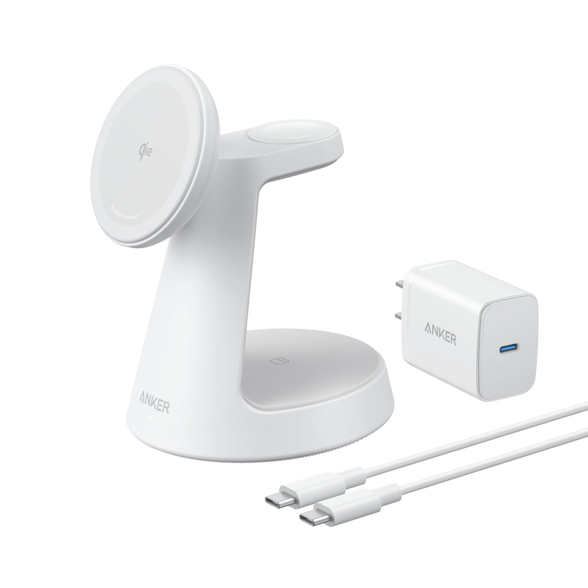 Anker Maggo 3-In-1 Charging Station Cablelose Ladestation Weiss Qi2 15w Inkl. Zertifiziertes Modul Fr Apple Watch