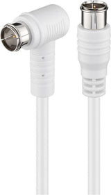Sat Connection Cable Angled, F-Quick, 100% Shielded, White,