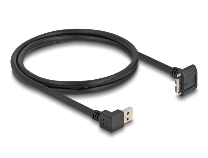 Delock 80482 Cable Usb 5 Gbps Usb Tipo-A Macho 90° Inclinado Hacia Abajo A Usb Micro-B Macho Con Tornillos 90° Inclinado Hacia Abajo 1 M Negro