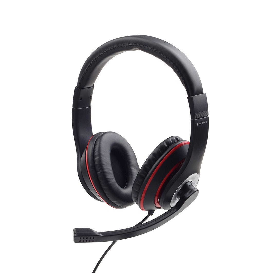 Auriculares Gembird Mhs-03-Bkrd Mini Jack 4-Pin, 1.8m, Negro-Rojo