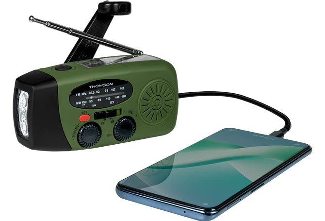 Radio Thomson Con Linterna De Emergencia Verde Y Negra Rt260