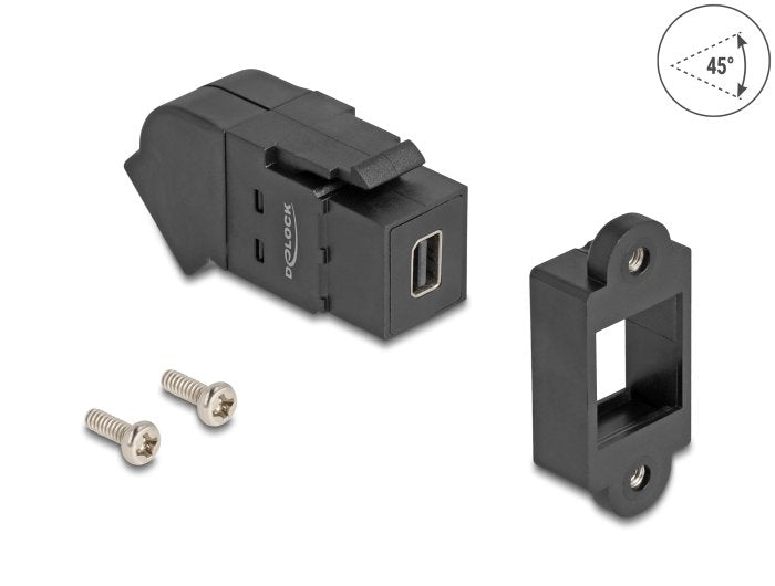Keystone Modul Mini Displayport Einbaubuchse Zu Displayport Buchse 45° Gewinkelt 8k 30 Hz Schwarz