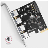 Pceu-430rs Kontroler Pcie 4x Port Usb 3.2 Gen 1, Uasp, Chipset Renesas, 15-Pin Sata Cargador