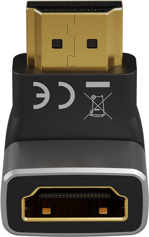 Goobay 72011 Hdmi Angled Adapter 270° Vertical, 8k @ 60 Hz, Gold-Plated, Black, Silver