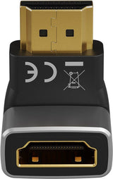 Goobay 72011 Hdmi Angled Adapter 270° Vertical, 8k @ 60 Hz, Gold-Plated, Black, Silver