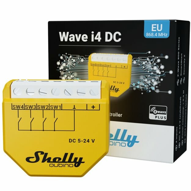 Shelly Qubino Wave I4 Dc, Interruptor Amarillo