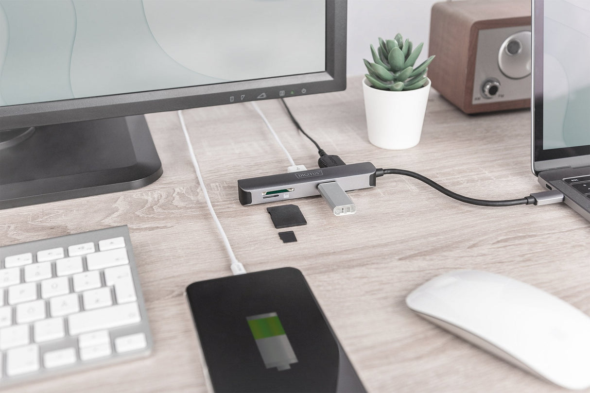 Dockingstation Digitus Usb-C, 5 Puertos, 4k / 30hz, Hdmi / 2xusb-4 / Sd / Microsd