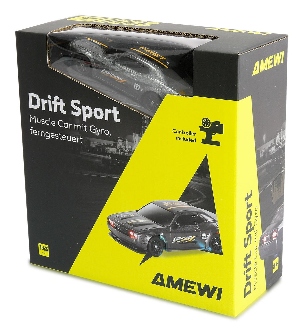 Amewi Drift Sport Muscle Car Con Gyro 4wd 1:43 Rtr Gris 6+