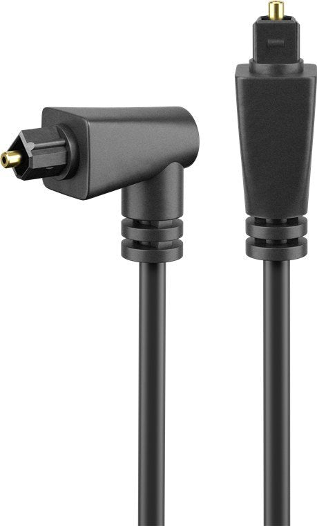 Cable  2 M Toslink M A Toslink M Ø 4 Mm Con Un Conector En Codo En 90º Y Giratorio, Bolsa De Colgar