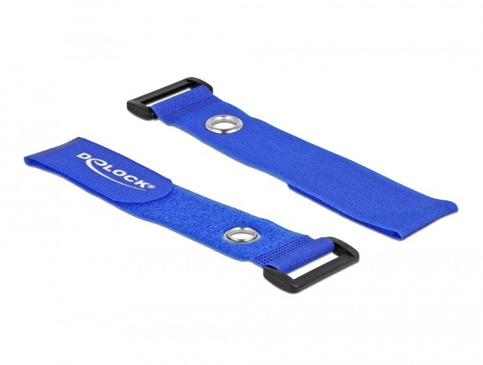 Delock Klett-Cablebinder Mit Schlaufe Und Befestigungsöse L 280 X B 38 Mm Blau 3 Stück