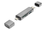 Combo Card Reader Hub Usb-C+   Accs Usb 3.0 1x Sd 1x Microsd Grey