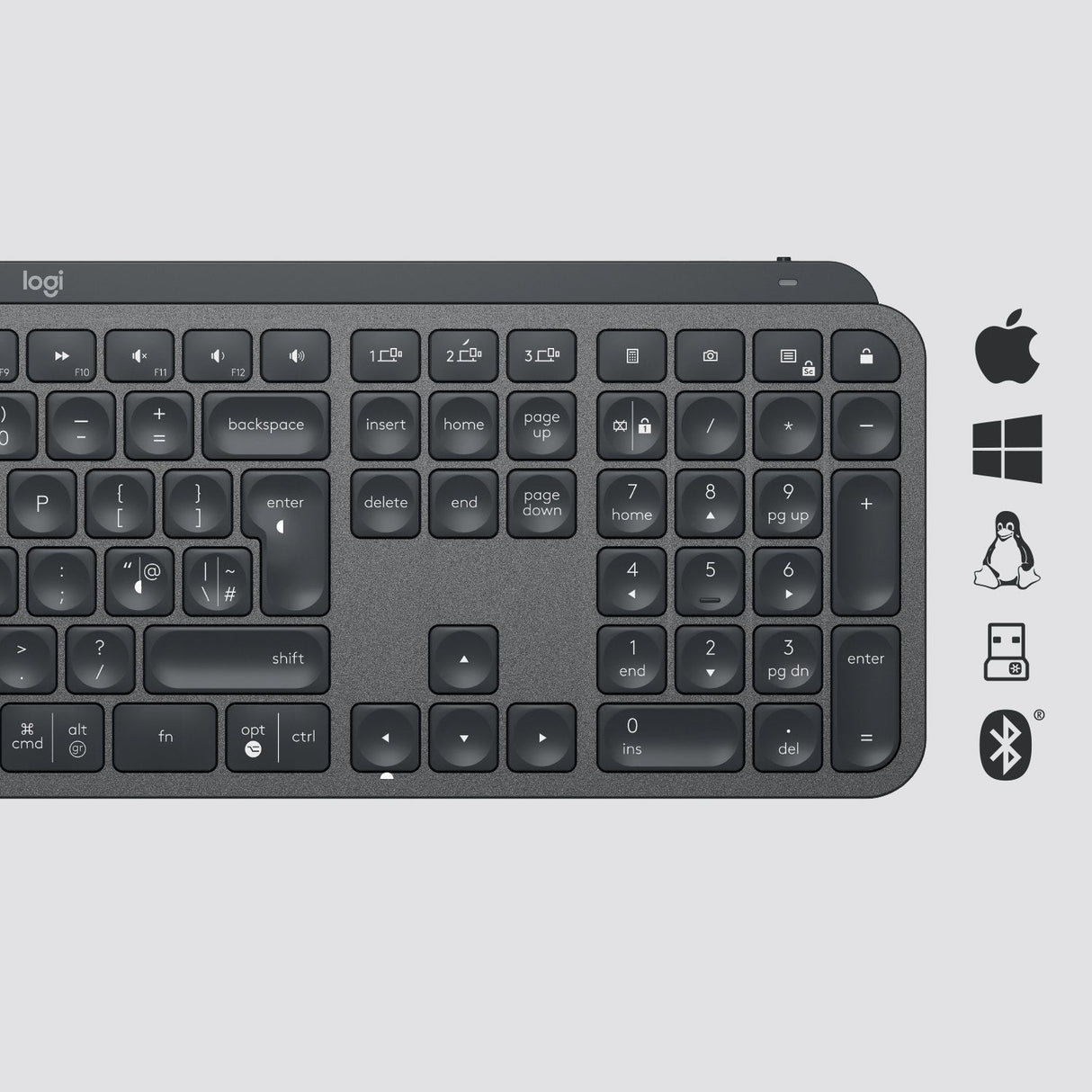 Teclado Ingles Logitech Mx Keys Rf Wireless + Bluetooth Qwerty Internacional De Ee.Uu. Grafito
