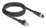 Delock M12 Cable X-Kodiert 8 Pin Buchse Zu Rj45 Stecker Cat.5e S Ftp Flexibel 2 M Schwarz