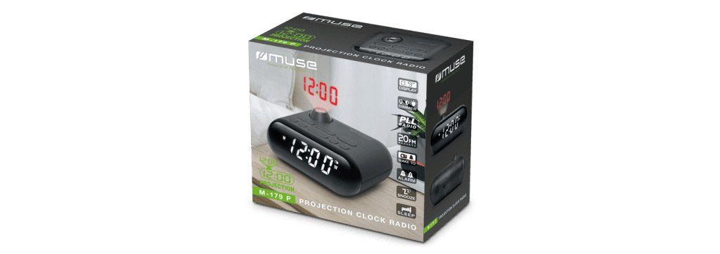 Radio  Muse M-179 P Clock With Projection, Black
