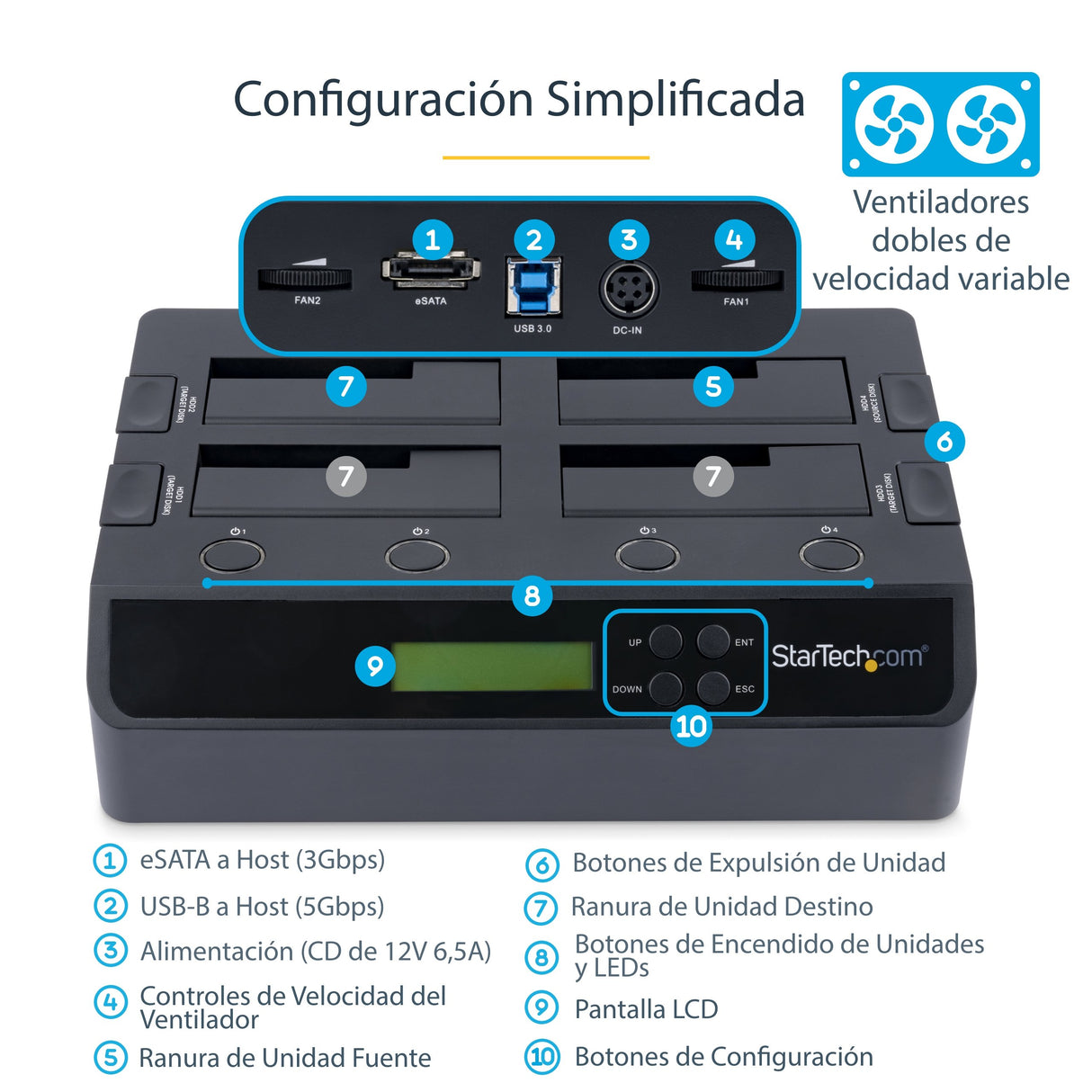 EAN 0065030843881 - StarTech.com SATDOCK4U3RE duplicador de datos y soporte Duplicador de HDD (discos duros) Negro 3 copias imagen 8