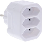 Inline® Power Adapter, Earthing Contact Plug A 3x Euro Socket, White