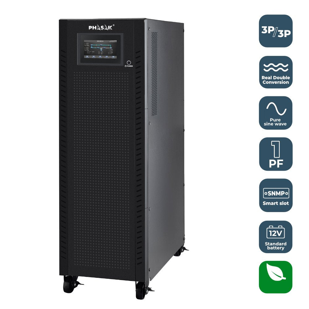 Phasak Sai Ph 9293 Online Trifasico/Trifasico 40kva/36kw Formato Torre Bornes Lcd Rs232/Usb Baterias 64x 9ah