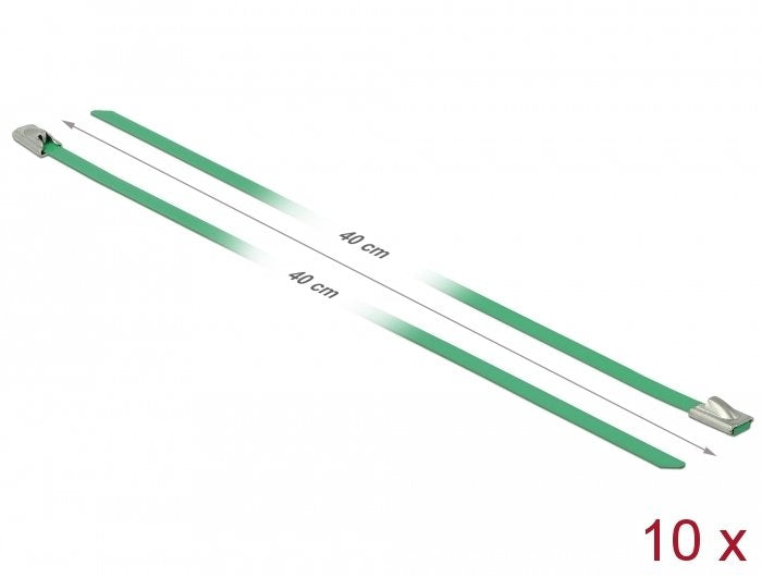 Delock Bridas De Acero Inoxidable L 400 X B 4,6 Mm Verde 10 Piezas