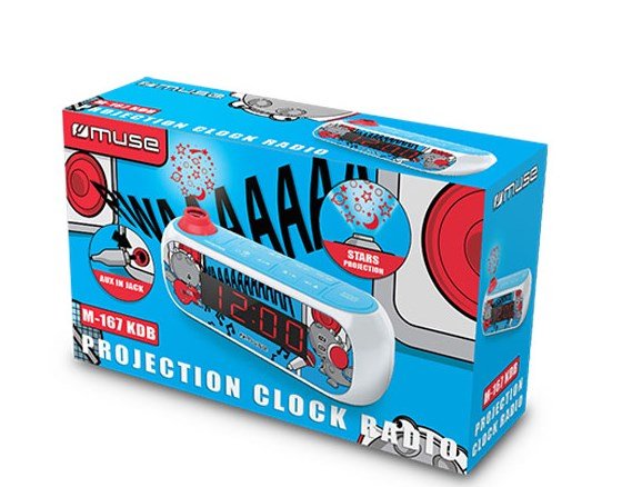Radio Reloj Muse M-167kdb Azul  Con Proyector