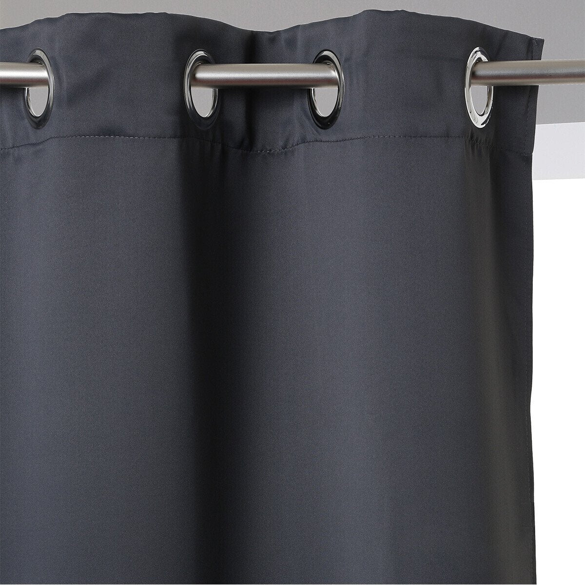 Cortina Opaca Con Ollaos Color Gris Oscuro 260x140cm