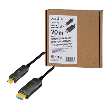 EAN 4052792063233 - LogiLink CUF0102 adaptador de cable de vídeo 20 m USB Tipo C HDMI tipo A (Estándar) Negro imagen 6