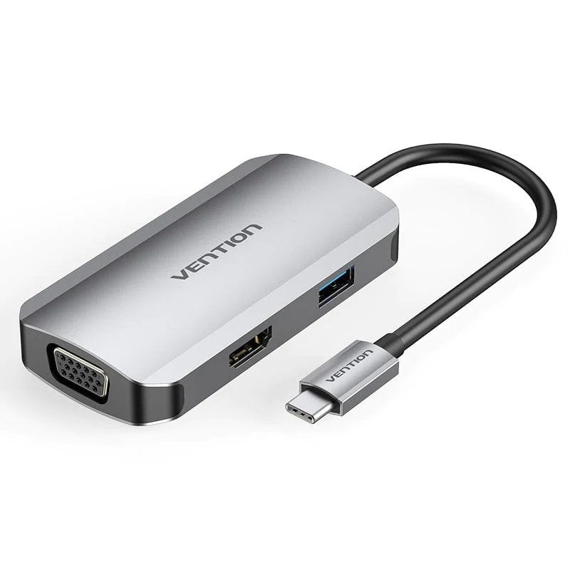 Docking Usb Tipo-C Vention Toahb 1xhdmi 1xvga 1xusb 1xusb Tipo-C Pd Gris