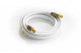 Tv Cable De Antena, Iec Koax Conector Macho An Conector Hembra, Chapado En Oro, Cuádruple Apantallado, 120 Db, 75 Ohm, Malla De Nailon, Blanco, 1m, Python® Series