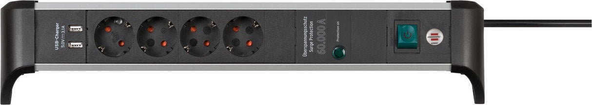 Toma De Protección Contra Sobretensiones Brennenstuhl Alu-Office-Line 60.000a L. Con Usb