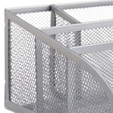 Relaxdays Escritorio-Organizer 5 Compartimentos, Metal Plateado