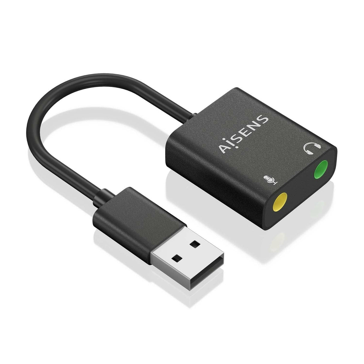 Aisens Conversor Usb-A A Audio 48khz - Usb-A/M-2xjack 3.5/H - 10cm - Negro