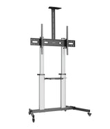 Manhattan 462563 Tv-Wagen 60-100" 80kg Vesa 1000x600 Neigbar Kamera- Av-Ablage Rollen Silver Black