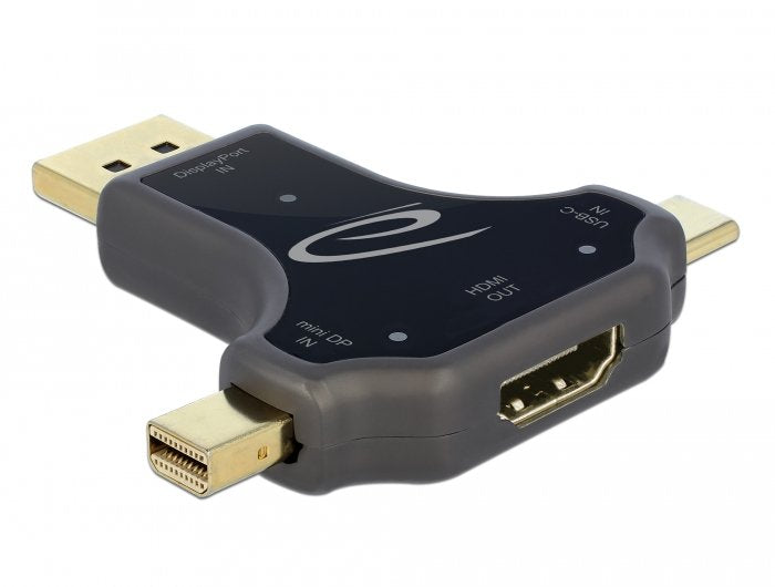 Delock 3 In 1 Monitoradapter Mit Usb-C   Displayport   Mini Displayport Eingang Auf Hdmi Ausgang Mit 4k 60 Hz