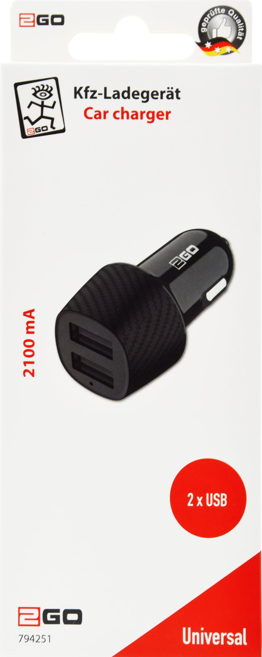 Cargador De Coche 2go 12v/24v - Negro Universal Dual Usb