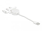 Delock Easy 45 Modul Usb 2.0 3 In 1 Aufrollcable Usb Typ-A Zu Usb-C, Micro Usb Und Lightning Weiss
