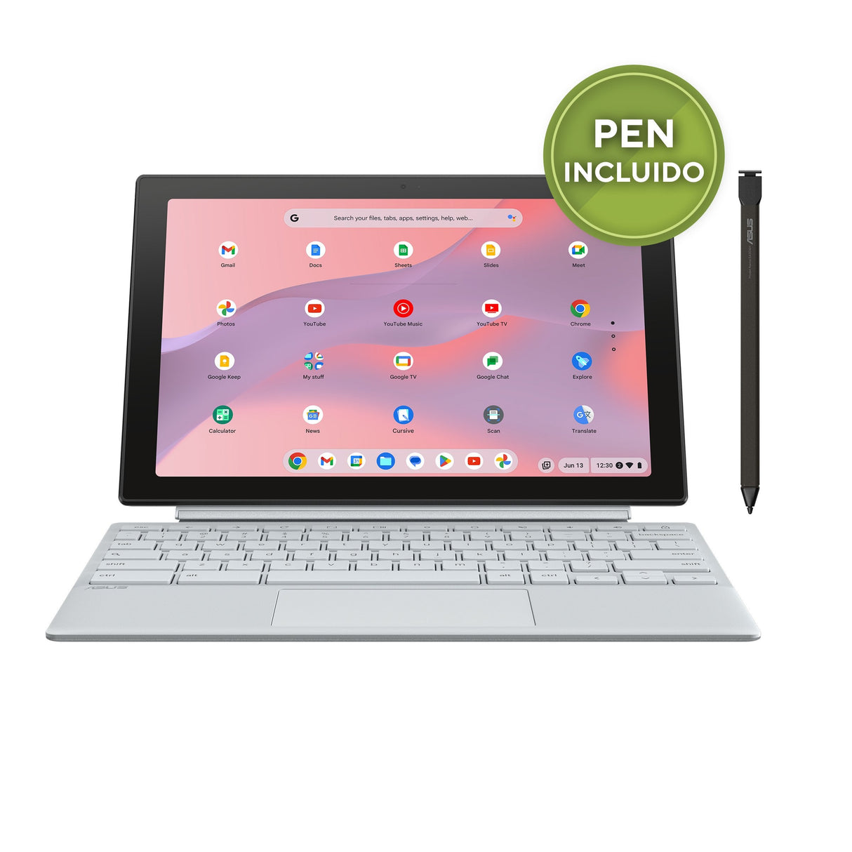 Asus Chromebook Cm30 Detachable Cl3001dm2a-R70323 - Ordenador Portátil 10.51" Wuxga (Arm Cortex Kompanio 520, 8gb Ram, 128gb Emmc, Arm Mali-G52 Mc2, Chromeos) Plata Niebla - Teclado Qwerty Español