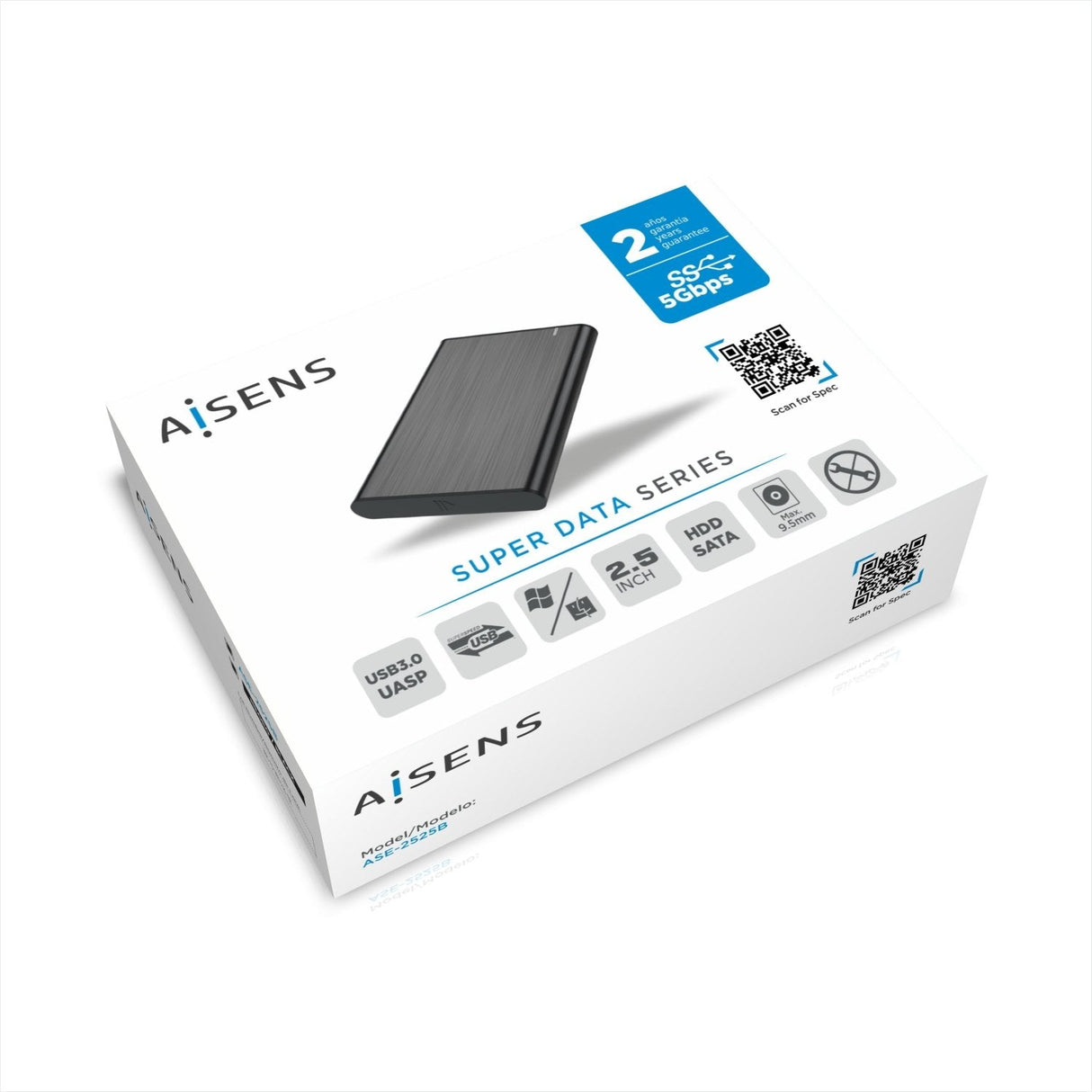 EAN 8436574704457 - AISENS ASE-2525B caja para disco duro externo Caja externa para unidad de estado sólido (SSD) Negro 2.5" imagen 6