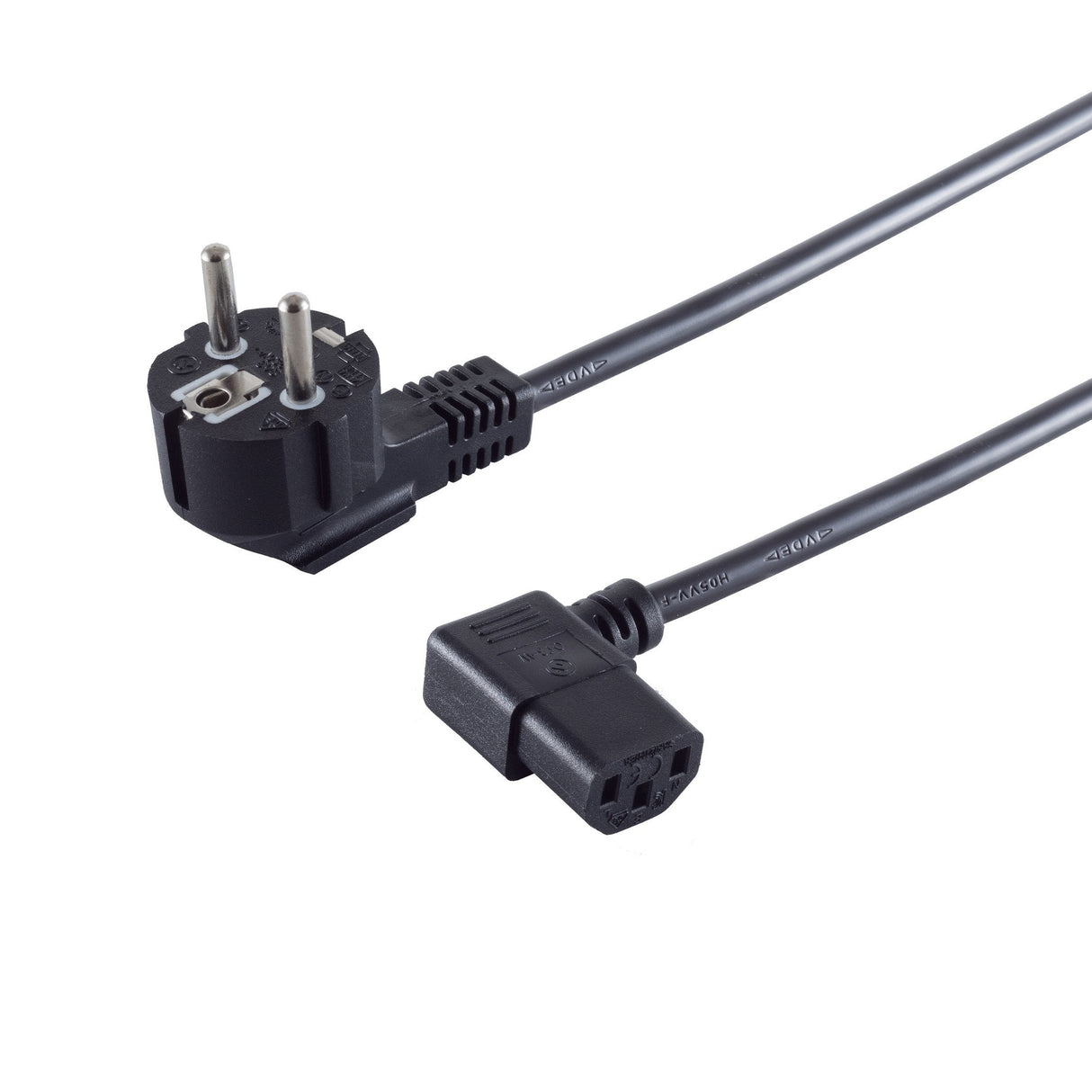Netzanschlusskabel 90° Kaltgerätebuchse Cee7/7-C13 Winkel 1,8m