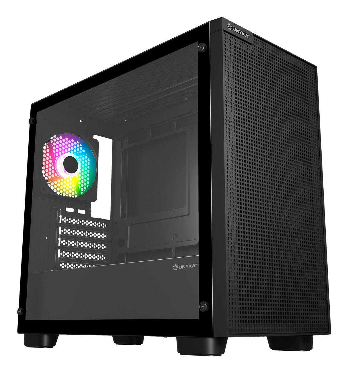 Caja Microatx Unyka Revelat Mesh Edge Gpu 450mm 1x3.5 1x2.5 Color Negro