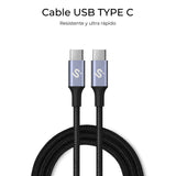 Cable Plus 100w Usb-C/Usb-C 1 M Negro Subblim 100w/ Longitud: 1m/  Usb-C &Harr; Usb-C/ Pd 3.0 Y Qc 3.0,