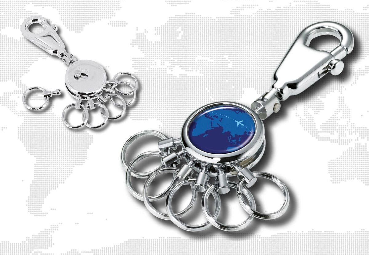 Llavero Troika Around The World De Anilla Azul, Plata