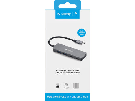 EAN 5705730136504 - Sandberg 136-50 hub de interfaz USB Tipo C 5000 Mbit/s Gris imagen 3
