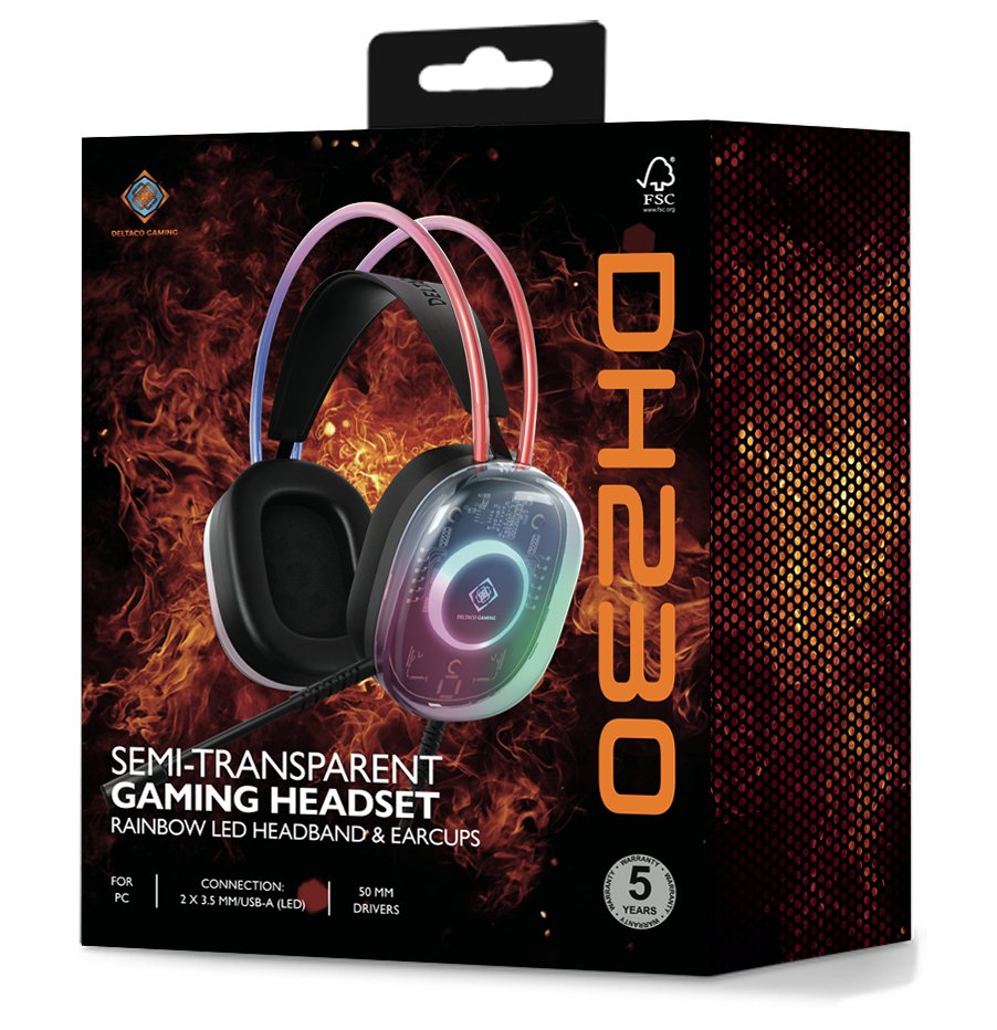 Auriculares Deltaco Gaming Rgb Beleuchtet Halbtransparente