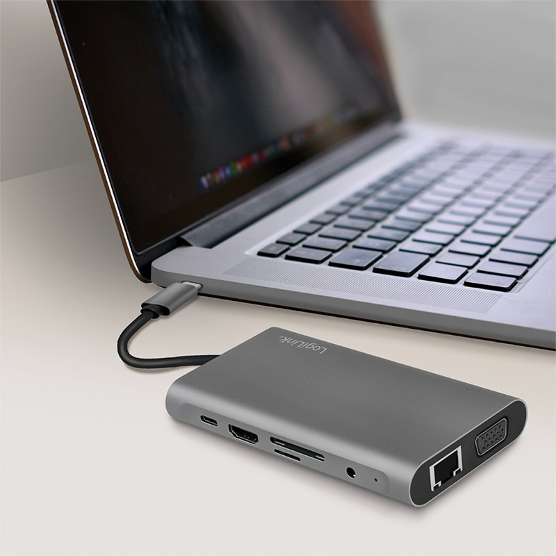 Estación De Acoplamiento Logilink Usb 3.2 Gen1, Usb-C, 10 Puertos, Pd, Plateado.
