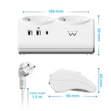 Regleta Ewent 2 Tomas Shucko 2 Puertos Usb Tipo A 1 Puerto Usb Tipo C Interruptor Blanco