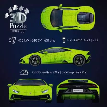 Puzzle 3d 158 Elementów Samochód Lamborghini Huracan Evo Verde