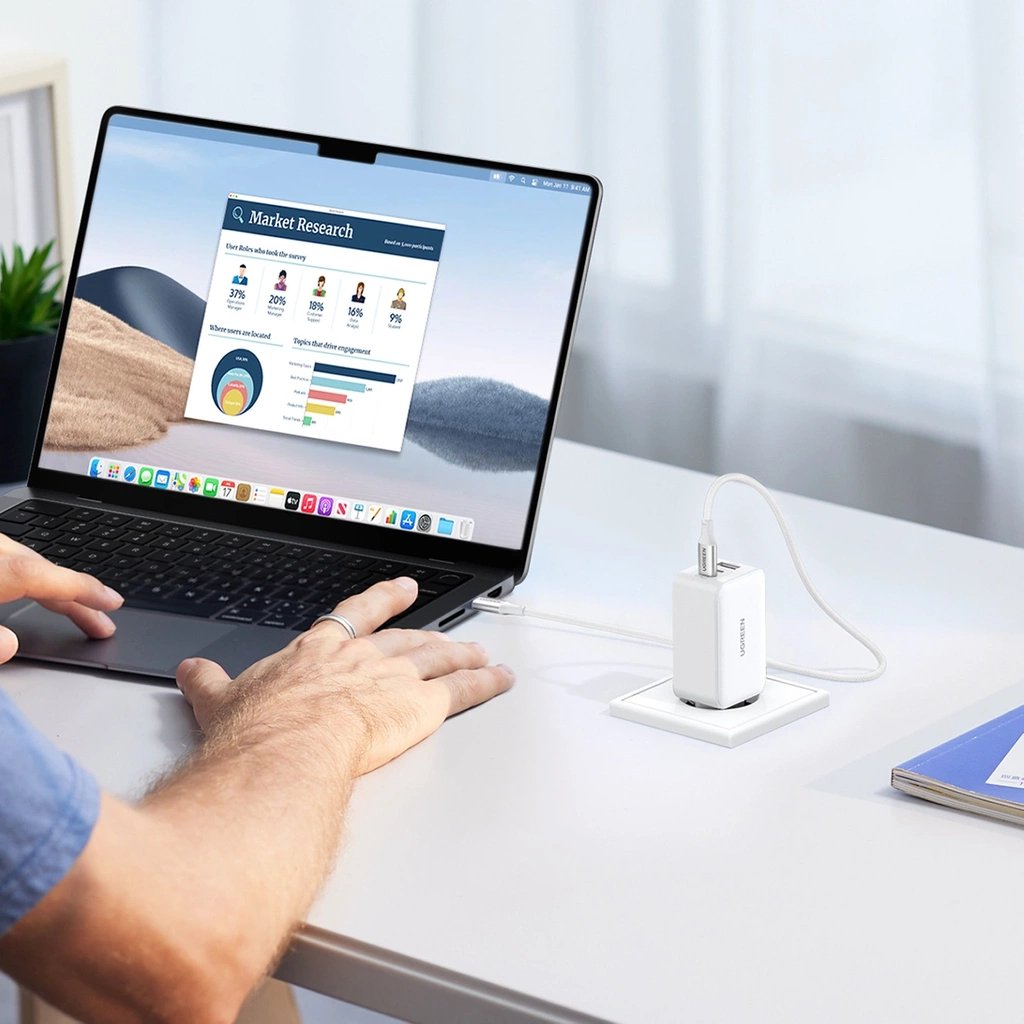 Ugreen Nexode Usb-A+2*Usb-C 140w Gan Fast Charger+Usb-C Cable Wht