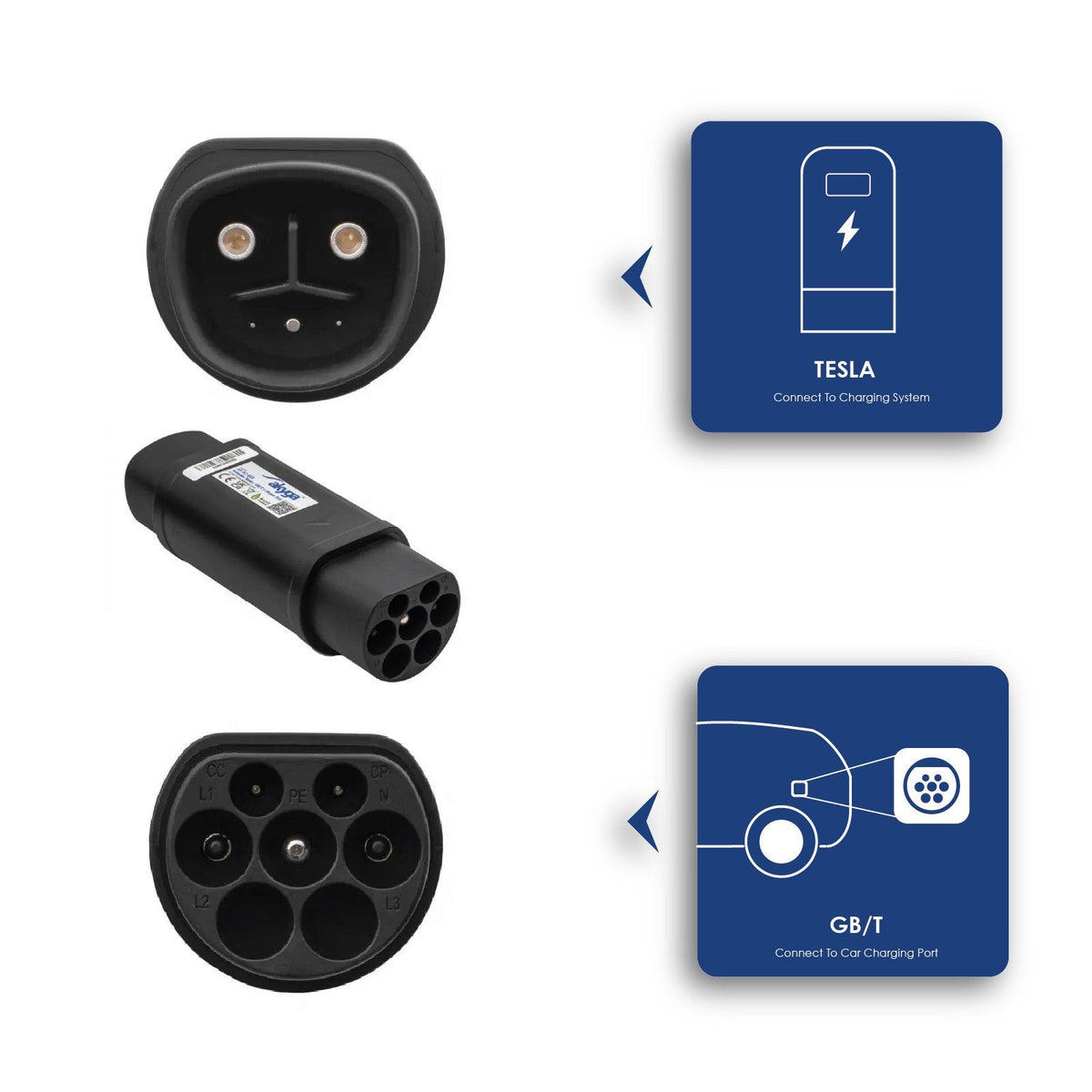 Akyga Ak-Sc-E22 Ladekabel-Adapter [1x Tesla Buchse - 1x Gb/T (20234.2-2015) Stecker] 1 0 M