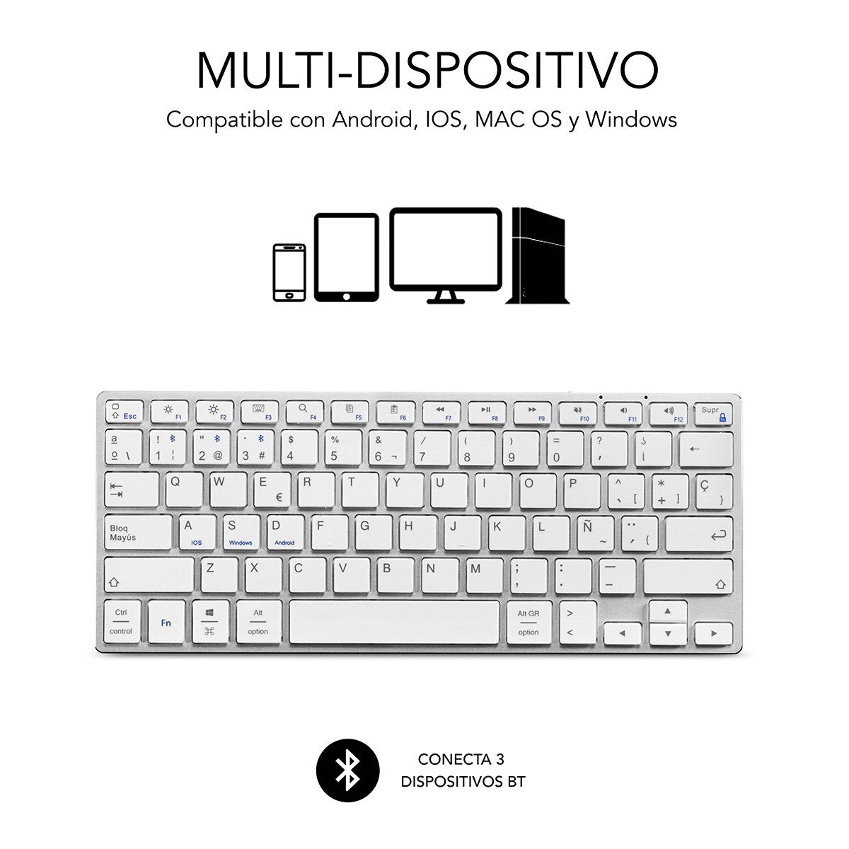Subblim Advance Compact Silver Teclado Bluetooth